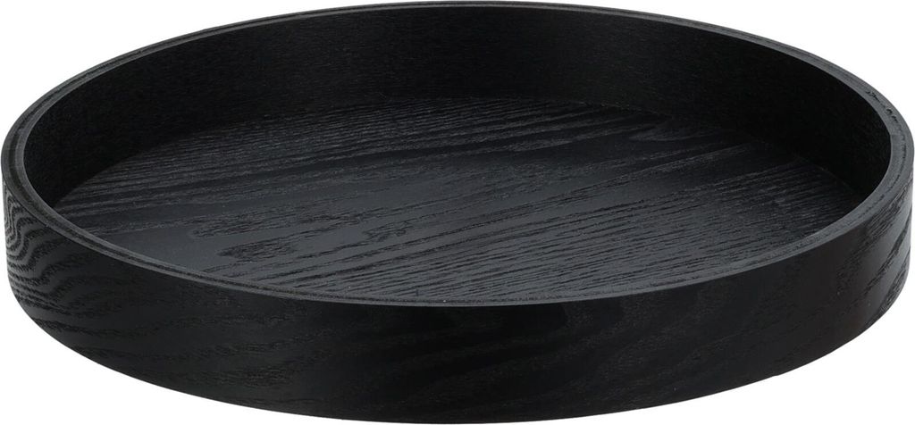 Rundes Serviertablett aus Holz 30cm, klein, schwarz