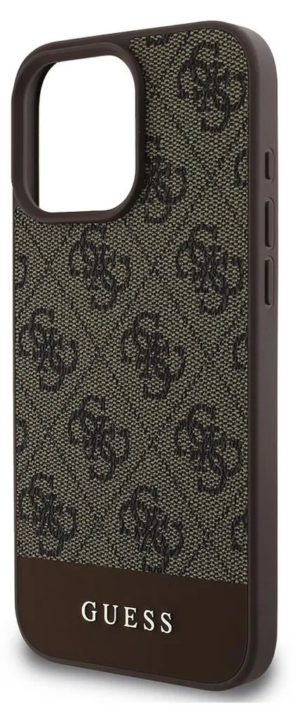 Guess iPhone 16 Pro Custodia 4G Bottom Stripe Marrone - Originale - 8