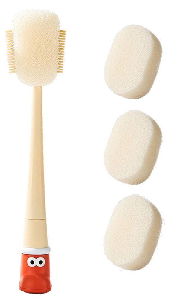 5-in-1 Flaschenreinigungsbürste mit langem Griff für Babyflaschen, Strohhalme, Sauger, schmale Behälter und Schwammknoten