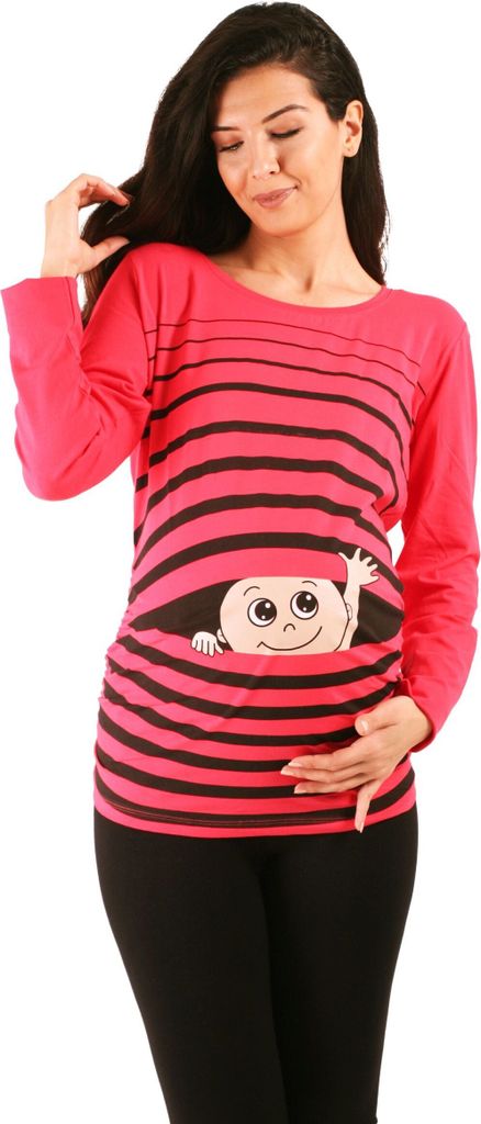 M.M.C. Umstandslangarmshirt Winke Winke mit Motiv, M, Koralle
