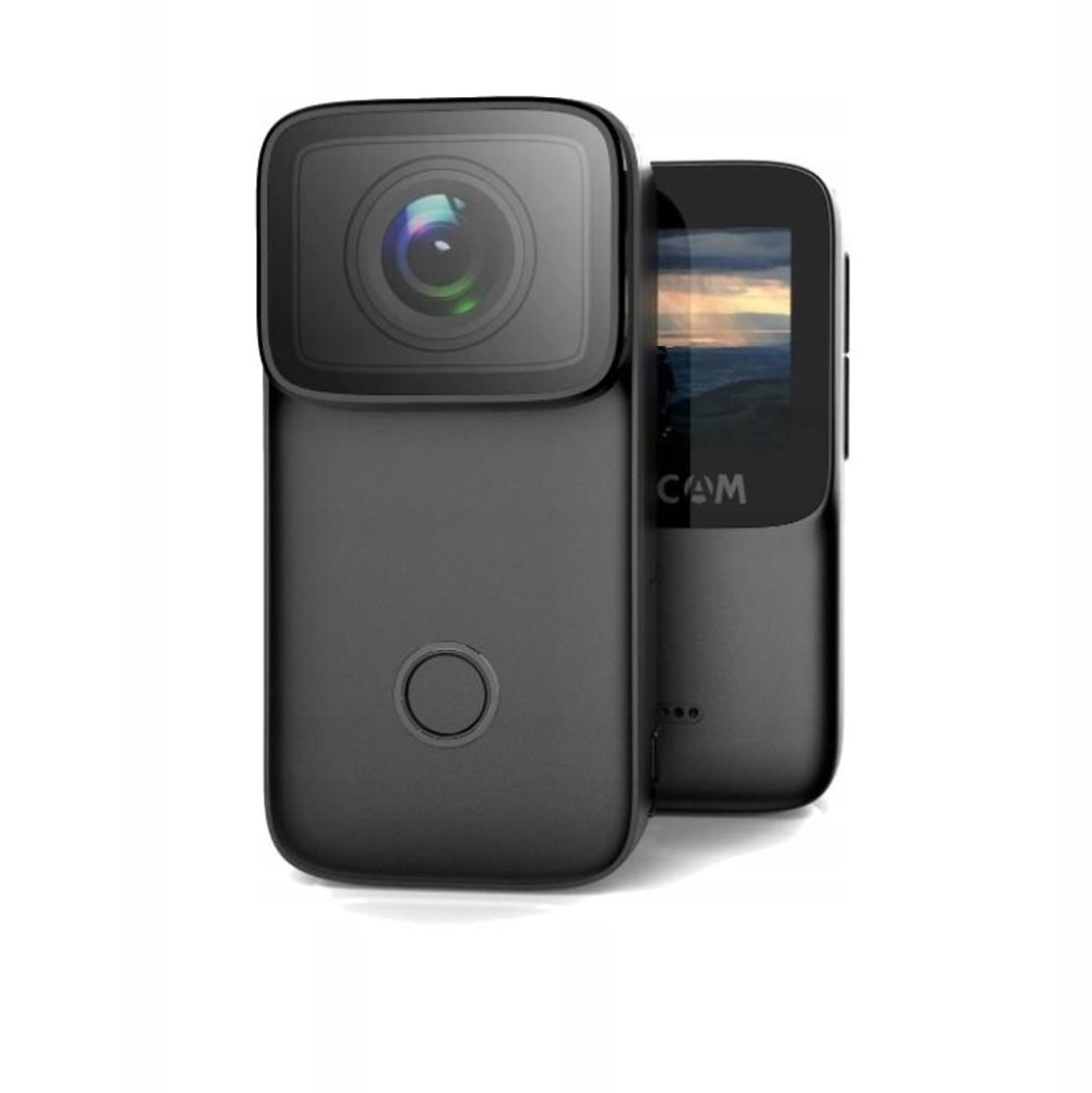 A black SJCAM C200 sport camera is shown against a white background.