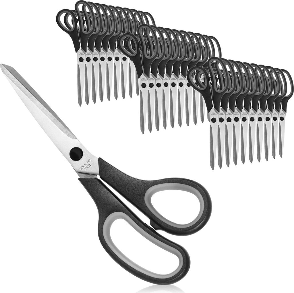 com-four 30x Schere - große Küchenschere mit Komfortgriff - Bastelschere aus rostfreiem Edelstahl - Haushaltschere für Papier, Karton und Stof...