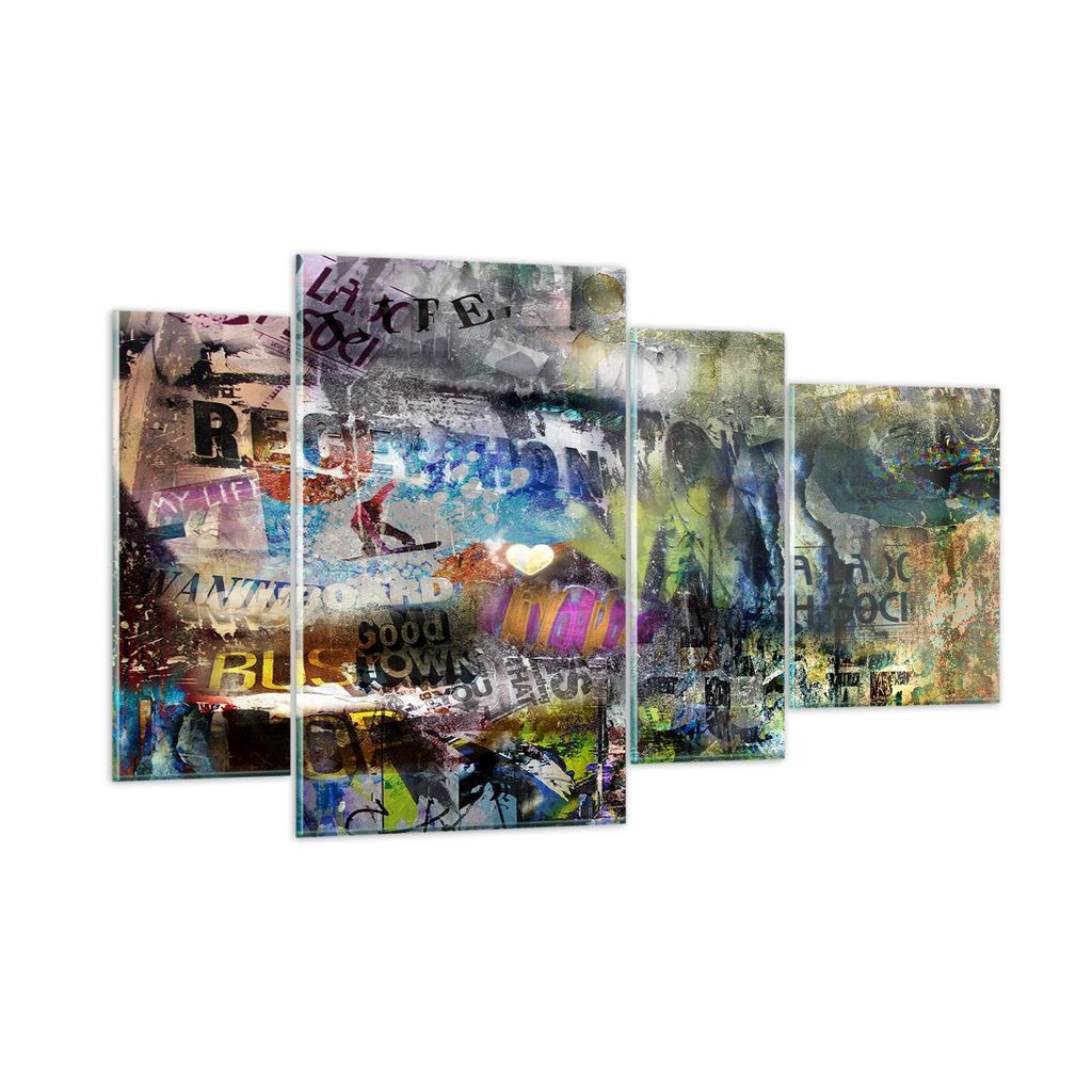 Bilder auf glas - Graffiti modern - 120x70cm - Glasbilder - Wandbilder - Kunstdruck - zum Aufhängen bereit - Wanddekoration aus Glas - Glas Bilder...