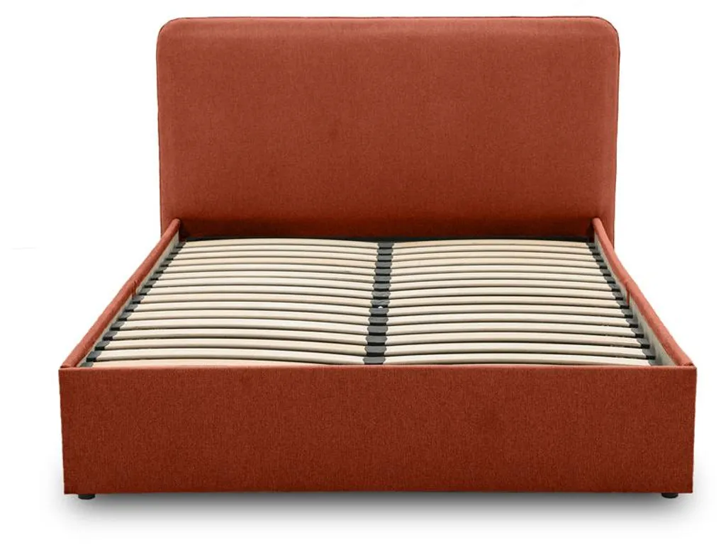 Lit coffre Terracotta Goyave 140x190 cm avec sommier à lattes relevable