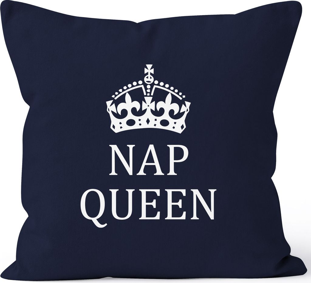 Kissenbezug NAP Queen Crown Kissen-Hülle Deko-Kissen Baumwolle MoonWorks navy 40cm x 40cm