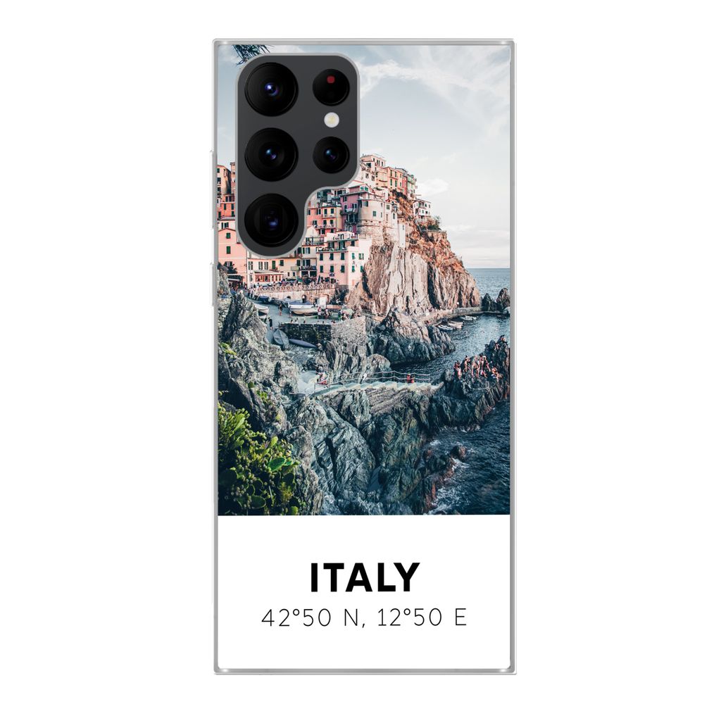 MuchoWow Handyhülle Schutzhülle Hülle für Samsung Galaxy S22 Ultra Cinque Terre - Italien - Amalfi - Meer Silikon Softcase Handy Hülle - Abb...