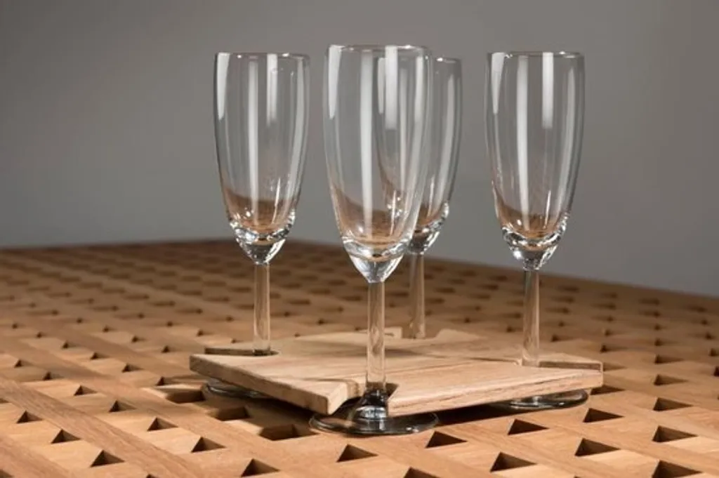 ARC Marine Support de Verre à Vin en Teck pour Table de Bateau
