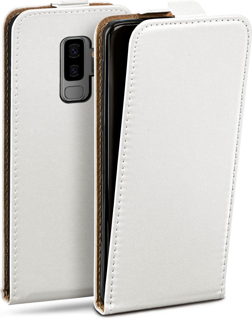 moex Flip Case kompatibel mit Samsung Galaxy S9 Plus - Hülle mit 360 Grad Schutz, Weiß