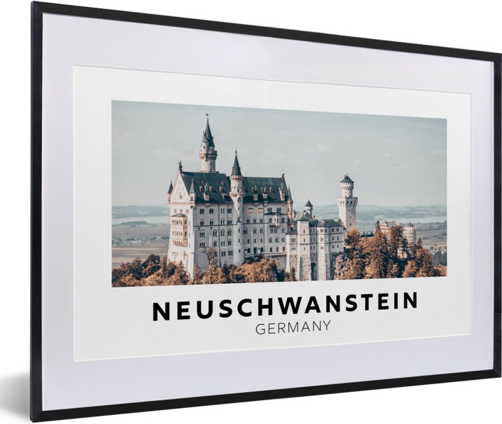 MuchoWow Gerahmtes Poster Deutschland - Schloss - Architektur 60x40 cm - Poster mit Schwarzem Bilderrahmen Wandposter Rahmen Foto Bilder - Schlaf...