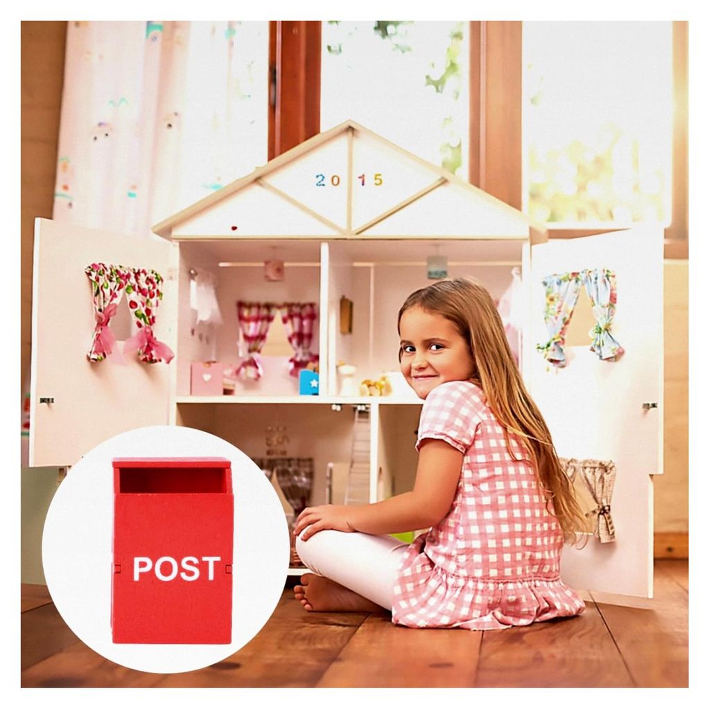 Miniatur Briefkasten aus Holz 6,90 x 4,50 x 9,30 cm für Puppenhaus Zubehör und Szenendekoration