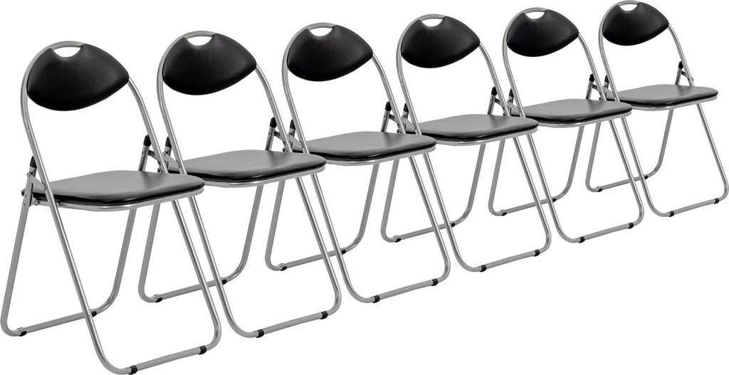 Harbour Housewares Harbor Housewares gepolsterte Klappstühle – 44 cm – Schwarz/Silber – 6er-Pack