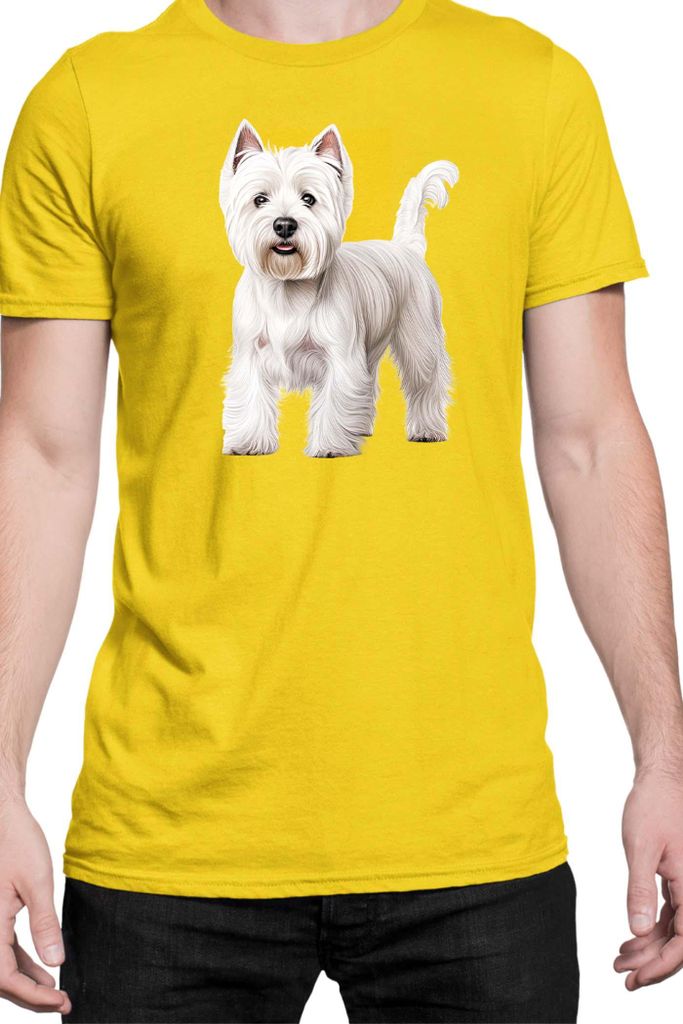 Herren T-Shirt Dogs Breeds West Highland White Terrier Dog Breed 005, Man S / Gelb
