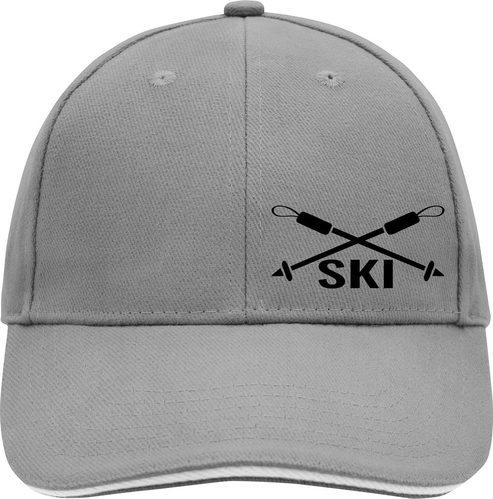 Huuraa Cappy Mütze Ski Schriftzug Dark Grey/White Baumwolle 6-Panel Kappe Geschenkidee