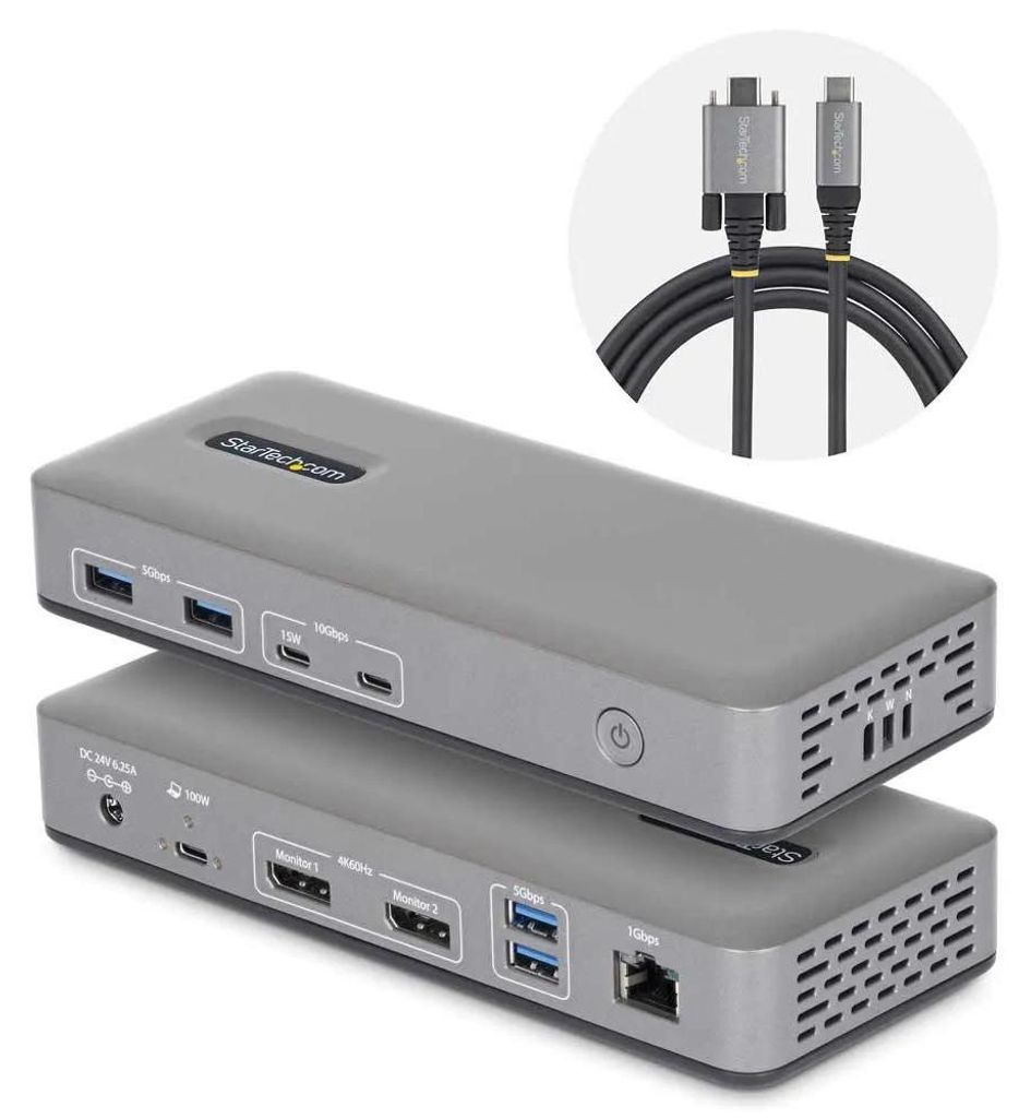 STARTECH.COM USB-C Dockingstation Dual 4K 60Hz DisplayPort MST Dock 100W Power Delivery Laptop-Ladung 1GbE treiberlos Windows