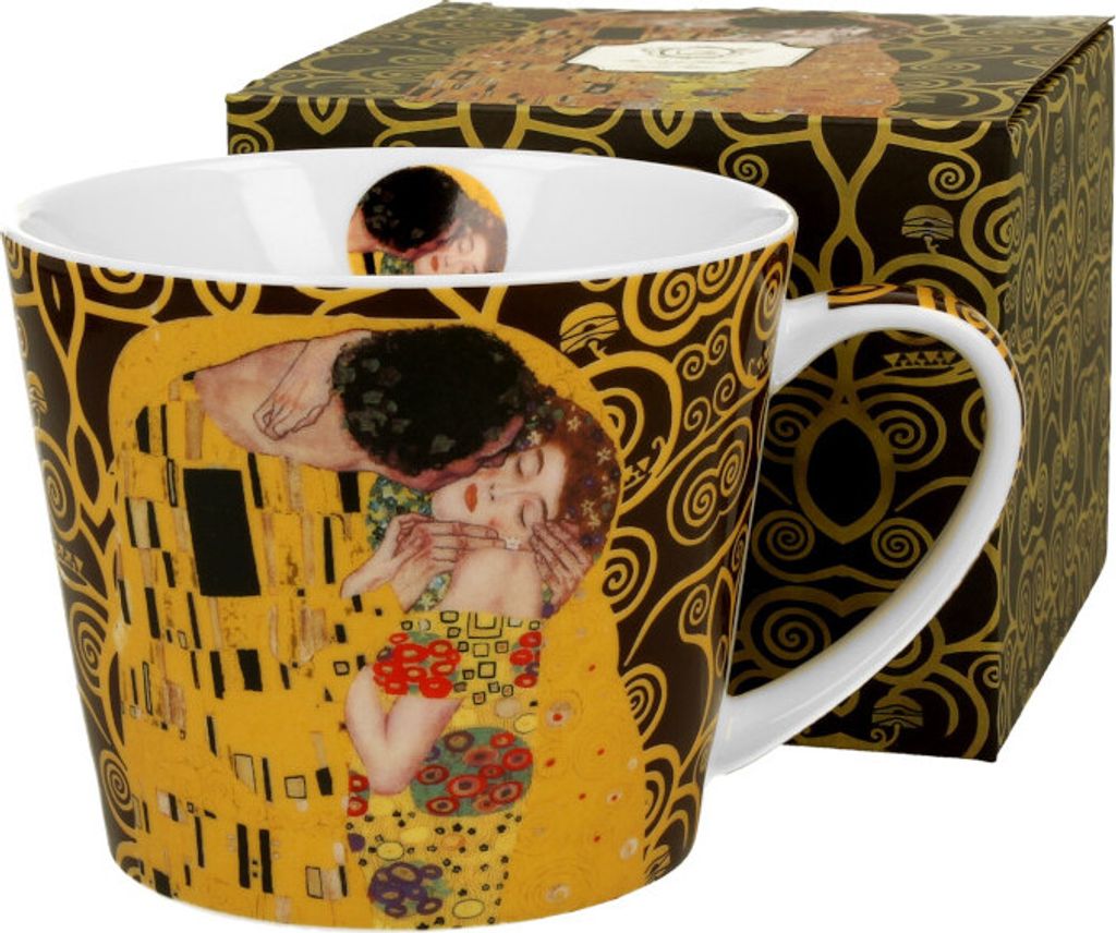 DUO ART GALLERY Becher 610 ml THE KISS BROWN New Bone China Produktbild 