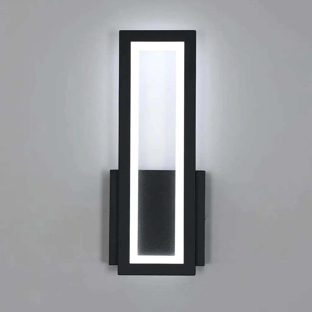 Applique murale LED 16W blanc froid 6500K en acrylique noir - IRC 80