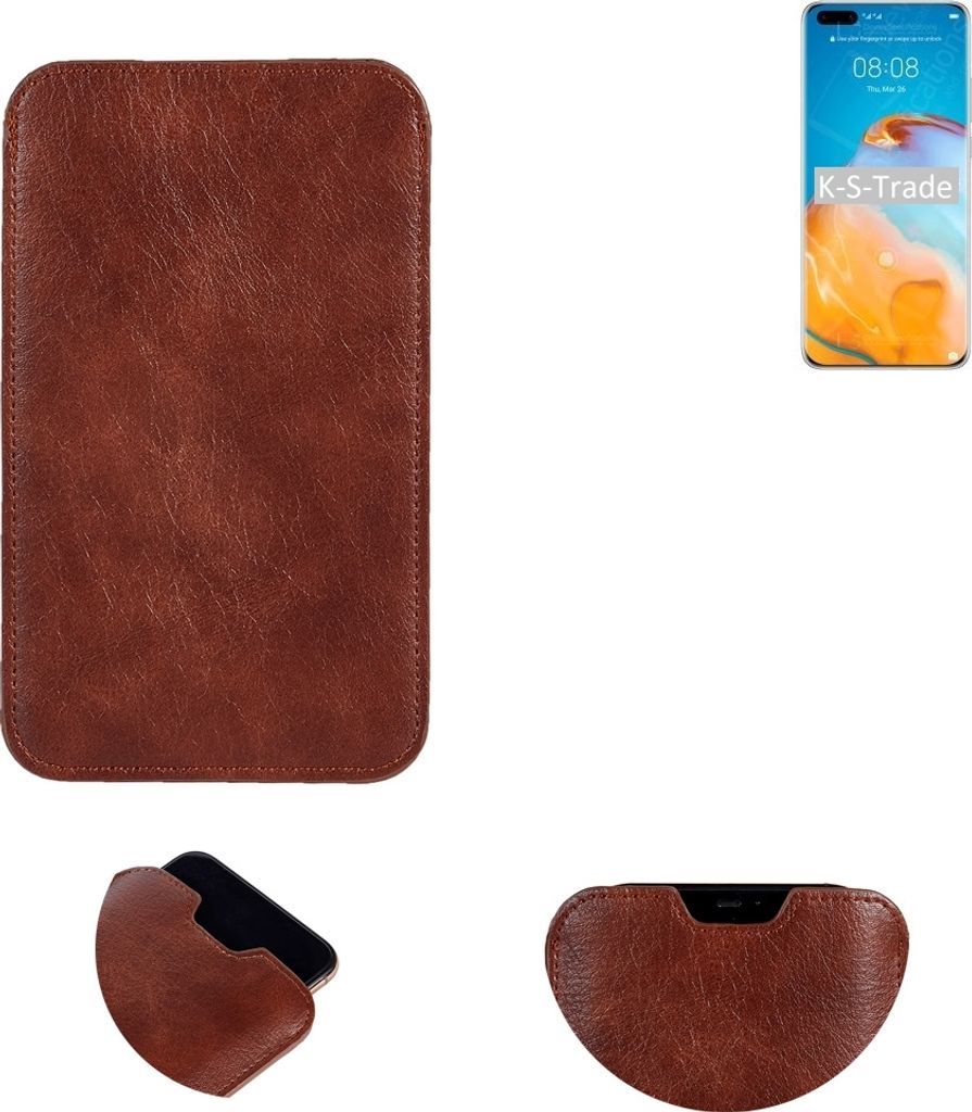 K-S-Trade Schutzhülle Handyhülle kompatibel mit Huawei P40 Pro+ Handytasche Kunstleder Sleeve in braun