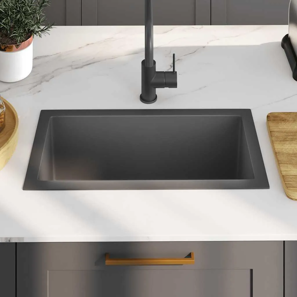 Lavello Cucina Nero Opaco vidaXL - Acciaio Inox Minimal e Chic - 3