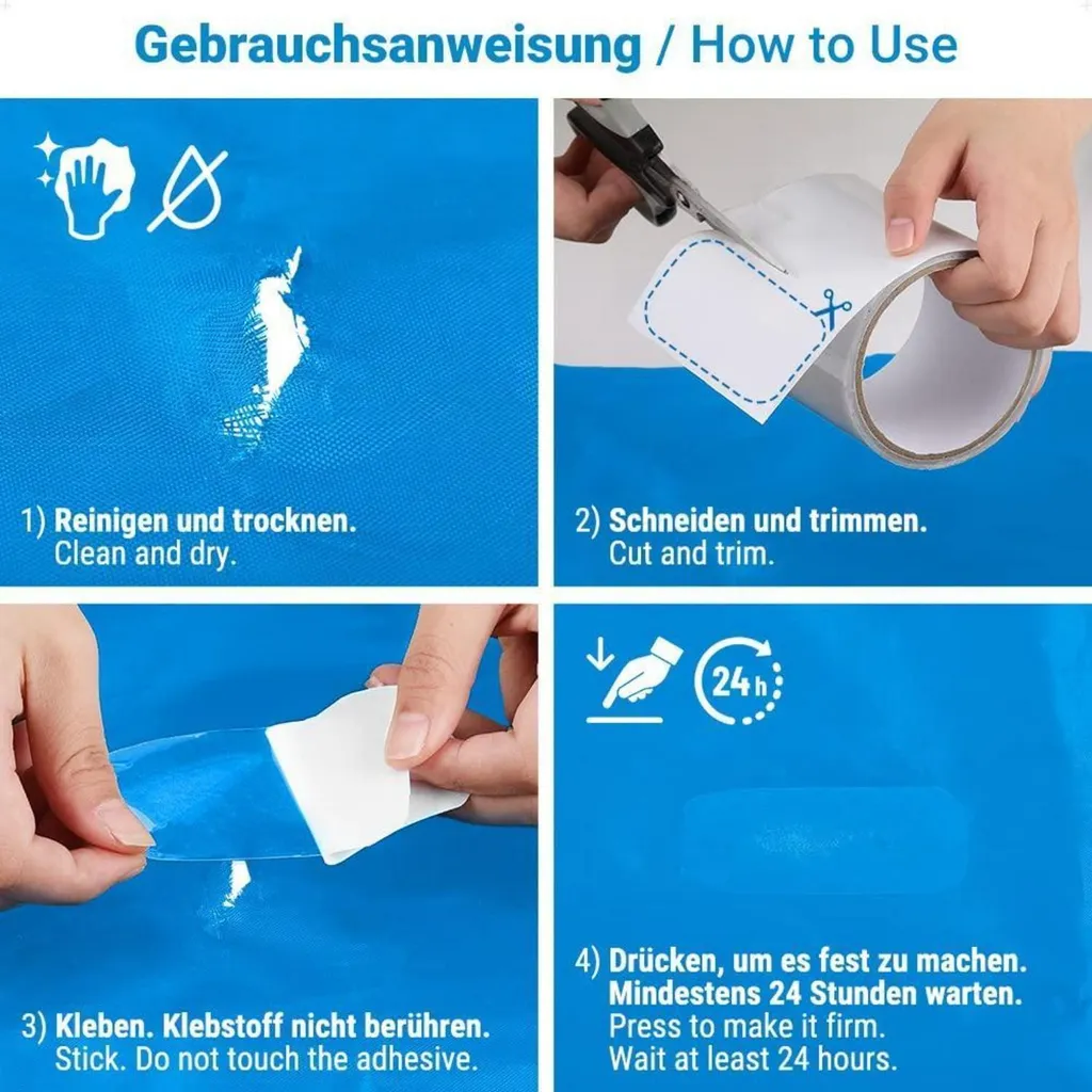 Ruban Réparation Bâche Transparent 10M - Adhésif Puissant et Invisible