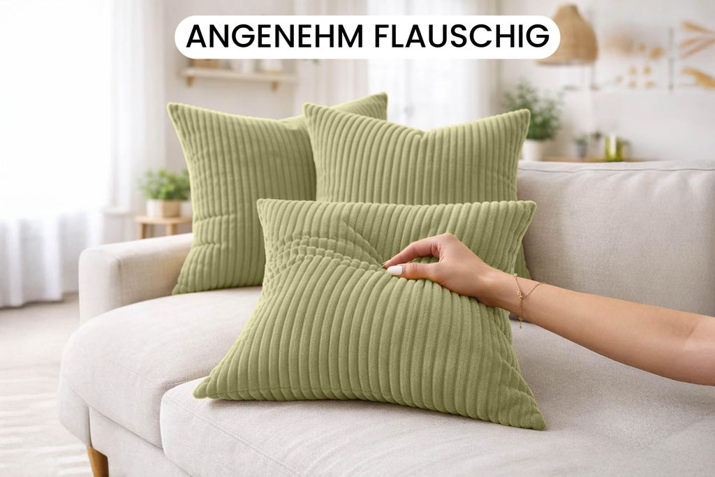 Amilian Dekokissen 4er Set mit Füllung, Cord-Optik, 40x40 &