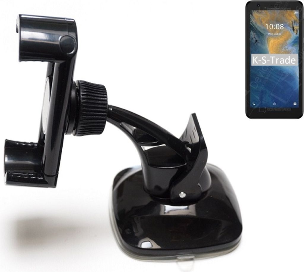 K-S-Trade kompakte Handy-Halterung Windschutzscheibe kompatibel mit ZTE Blade A31 Lite Armaturenbrett schwarz Autohalterung KFZ Halter