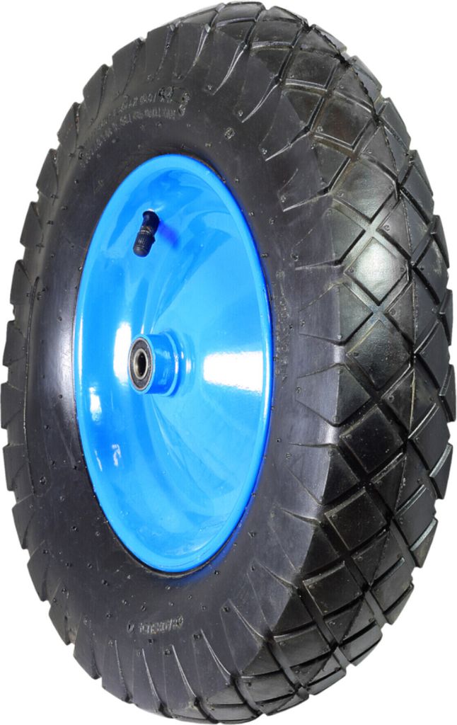 DOMINO Pneumatische Rad für Schubkarre 4.00-8 | Schubkarrenrad Stahlrad Vollgummi Durchmesser 400 mm Tragkraft 150kg | Ersatzrad Gummirad | Vierka...