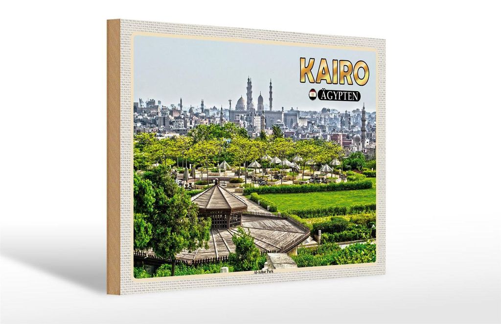 Holzschild Reise 30x20cm Kairo Ägypten Al'Azhar Park