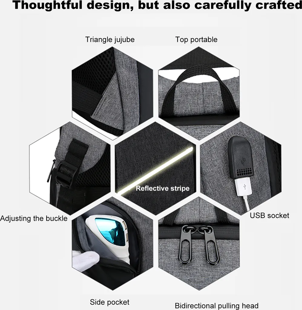 Sac à dos informatique 17" étanche gris avec port de charge USB - 11