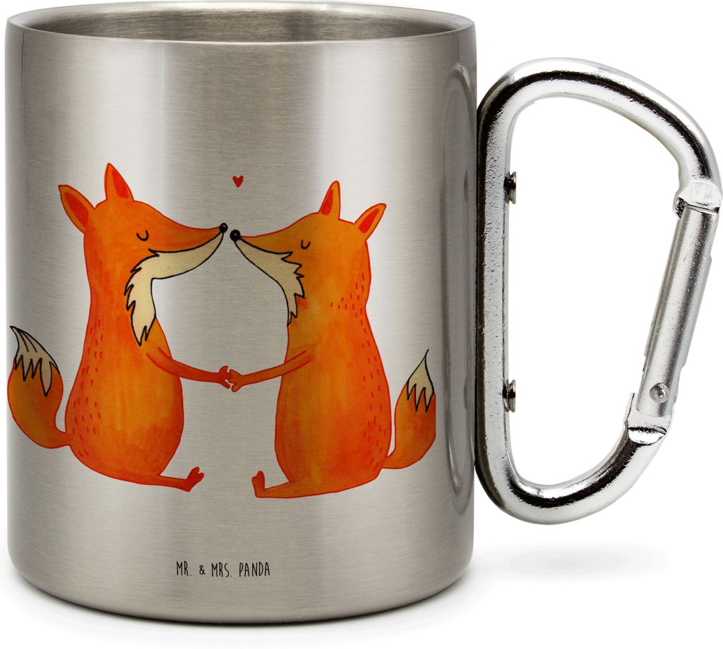 Mr. & Mrs. Panda Thermobecher Füchse Liebe - Transparent - Geschenk, Becher Aus Edelstahl, Freund, Ehemann, Isolierbecher, Fox, Teetasse, Ehe, the...
