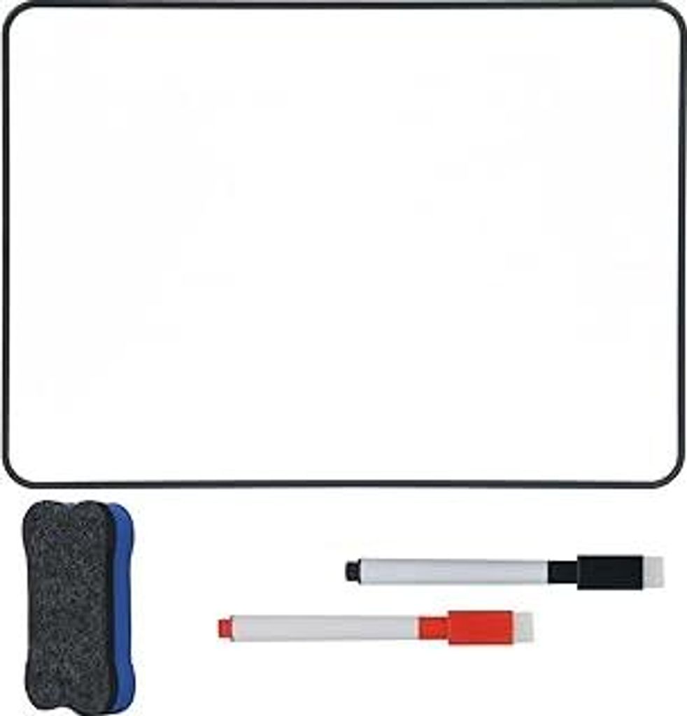 1Pcs 30X21cm Weiße Tafel Trocken Abwischbares Mini Whiteboards, A4 Doppelseitige Whiteboard Klein mit Schwarzem Rahmen mit 1× Marker und 1× Boar...