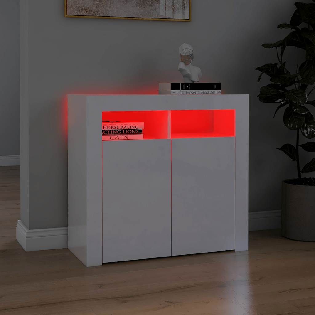vidaXL Kredens z oświetleniem LED biały wysoki połysk Zdjęcie produktu 2