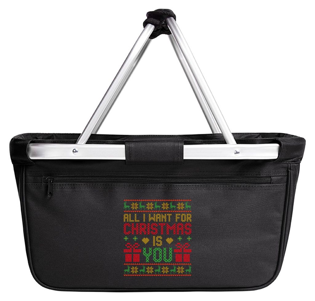 Huuraa Einkaufskorb Ugly Christmas All I want is you 20 Liter Black faltbarer Tragekorb Geschenkidee