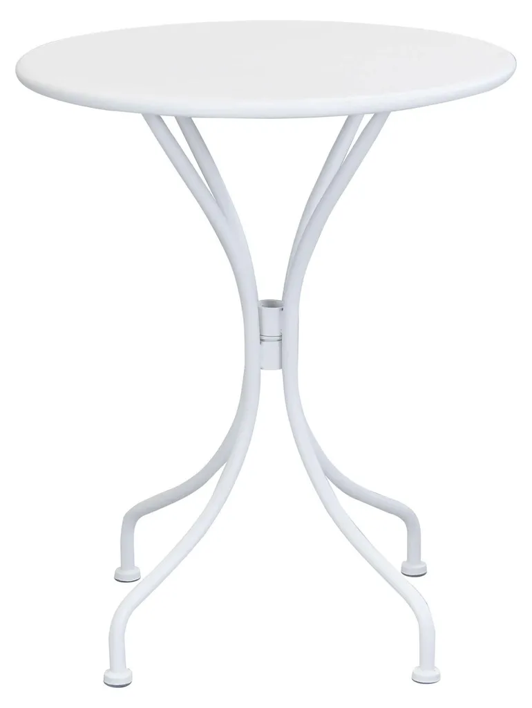 Petite table ronde de terrasse 60cm blanche Iron Round pour café et bar