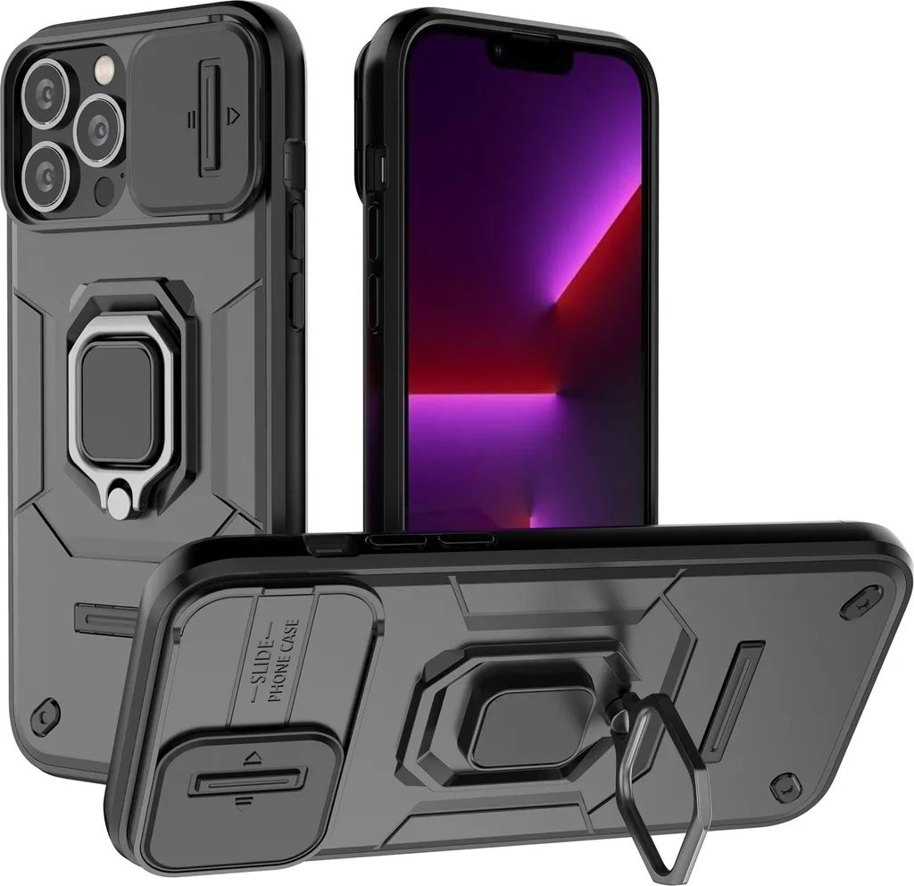 Custodia iPhone 13 Pro Max Antiurto: Cover Nera con Supporto Anello