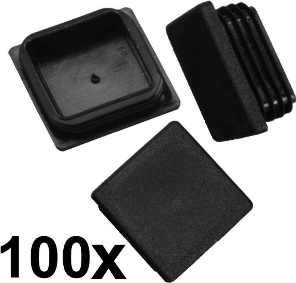 100 x Lamellenstopfen Vierkantrohrstopfen 50 x 50 mm (Außen) Stopfen SCHWARZ