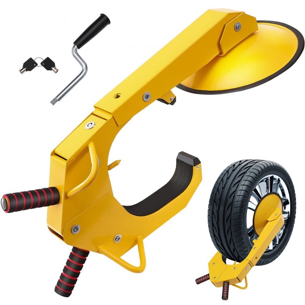 Radschloss Autokralle - Reifenschloss für 160-380 mm Räder Diebstahlschutz - Anhängerradkralle mit 30 cm Saugnapf - Parkkralle für Autos, Lkw, ...