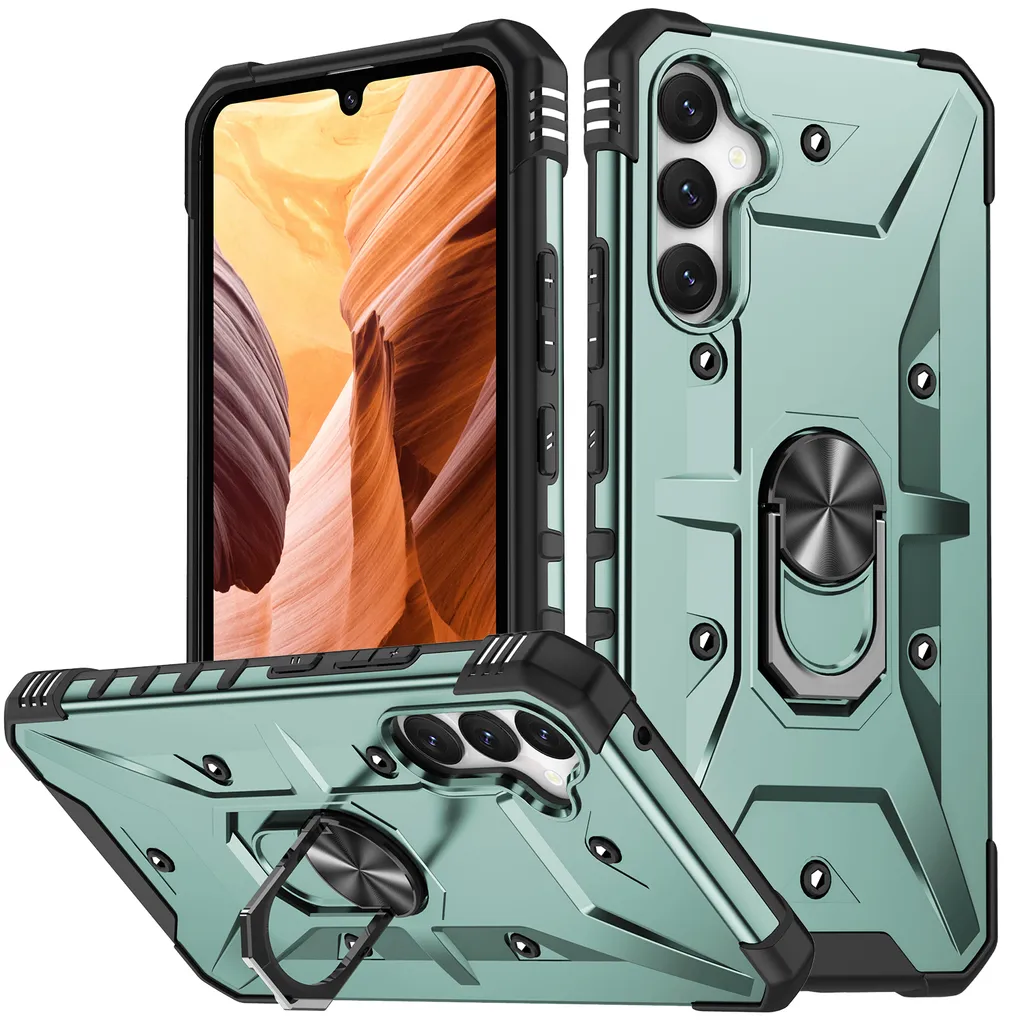 Cover Samsung Galaxy A34 Verde: Protezione Antiurto con Anello Stand