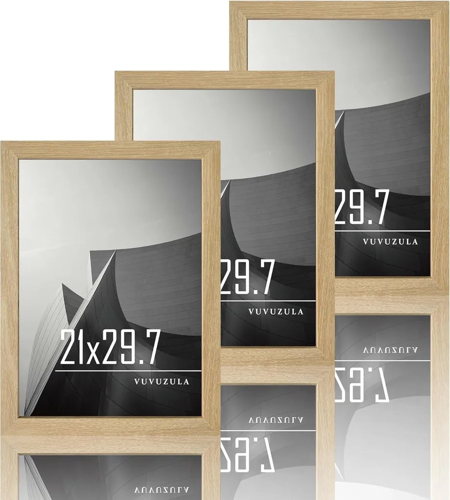 Pack 3 Cadres Photo A4 Incassables - Protection en Bois MDF pour Murs