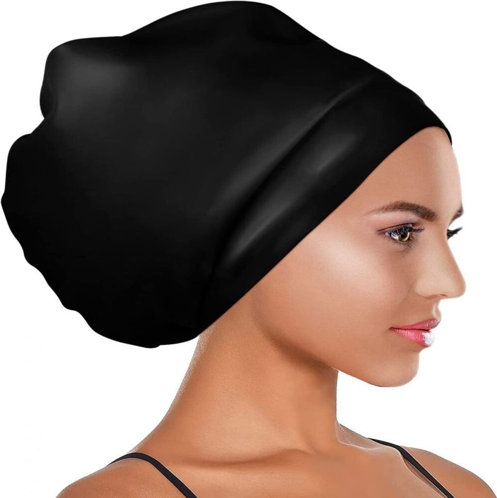 Extra große Badekappe für lange Haare, Silikon-Badekappe Erwachsene