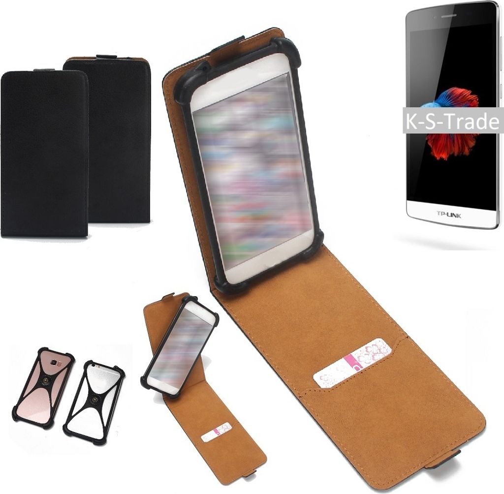 K-S-Trade Handyhülle Schutzhülle kompatibel mit TP-LINK Neffos C5 Case Cover Flip Style Bumper schwarz 1x