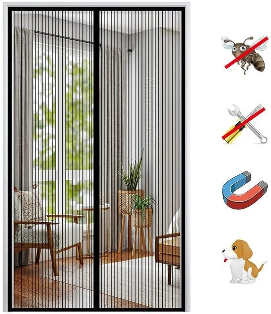 Moustiquaire magnétique 90x210 cm : stop aux moustiques sans percer