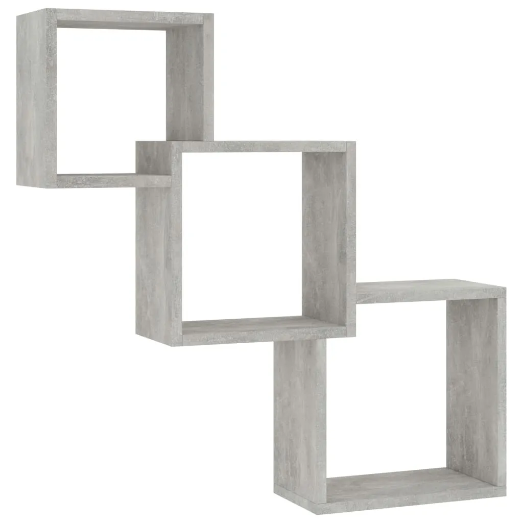 Étagère cubes murale 68x68 cm gris béton, bois composite ultra robuste