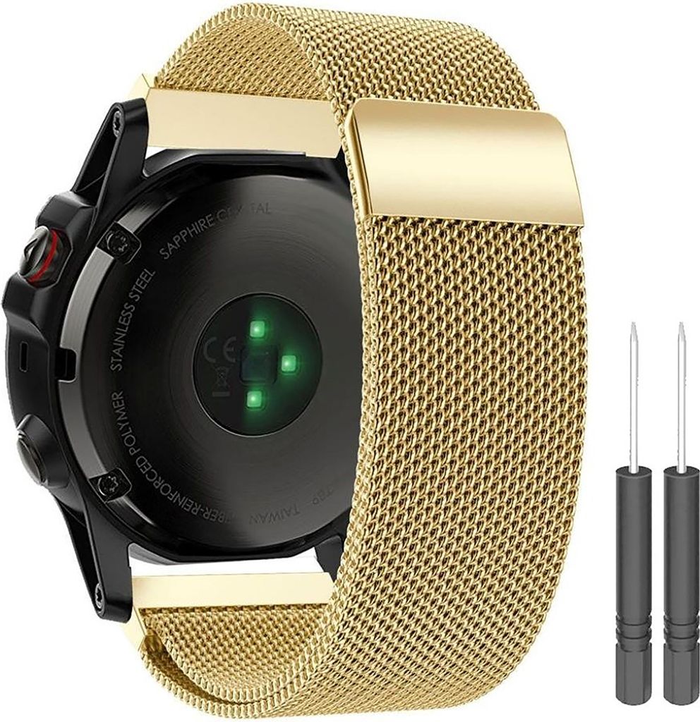Cazy Armband geeignet für Garmin Fenix 6X / 6X Pro - Milanaise Armband - Gold