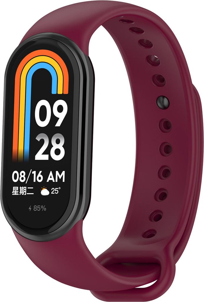 Strap-it Xiaomi Smart Band 8 Silikon Armband (Weinrot)