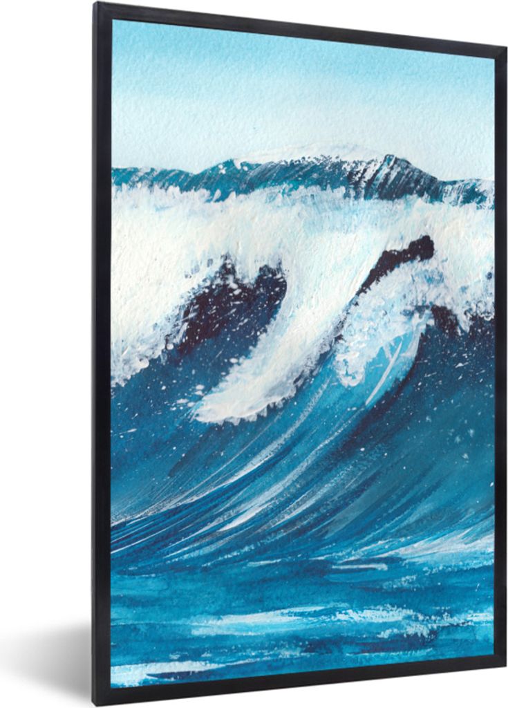 MuchoWow MuchoWow Gerahmtes Poster Meer - Golf - Aquarell 20x30 cm - Poster mit zchwarzem Bilderrahmen - Drucken - Bilder Poster im Rahmen