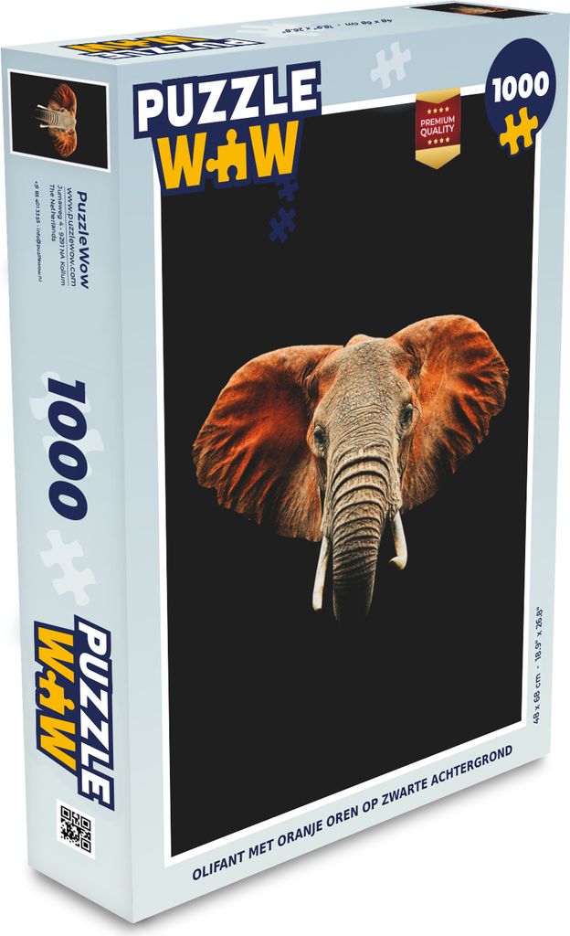 MuchoWow Puzzle 1000 Teile Elefant - Schwarz - Kopf - Spielzeug - Alt und Jung - Spiele - Puzzeln