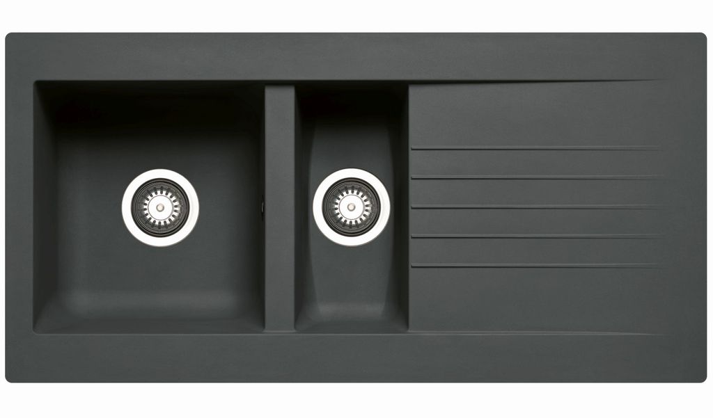 PYRAMIS Spüle SIROKO (100x50) SCHWARZ aus Fibertek / SMC-Spüle / Fiberglasspüle / Ausschnitt 976 x 476 mm