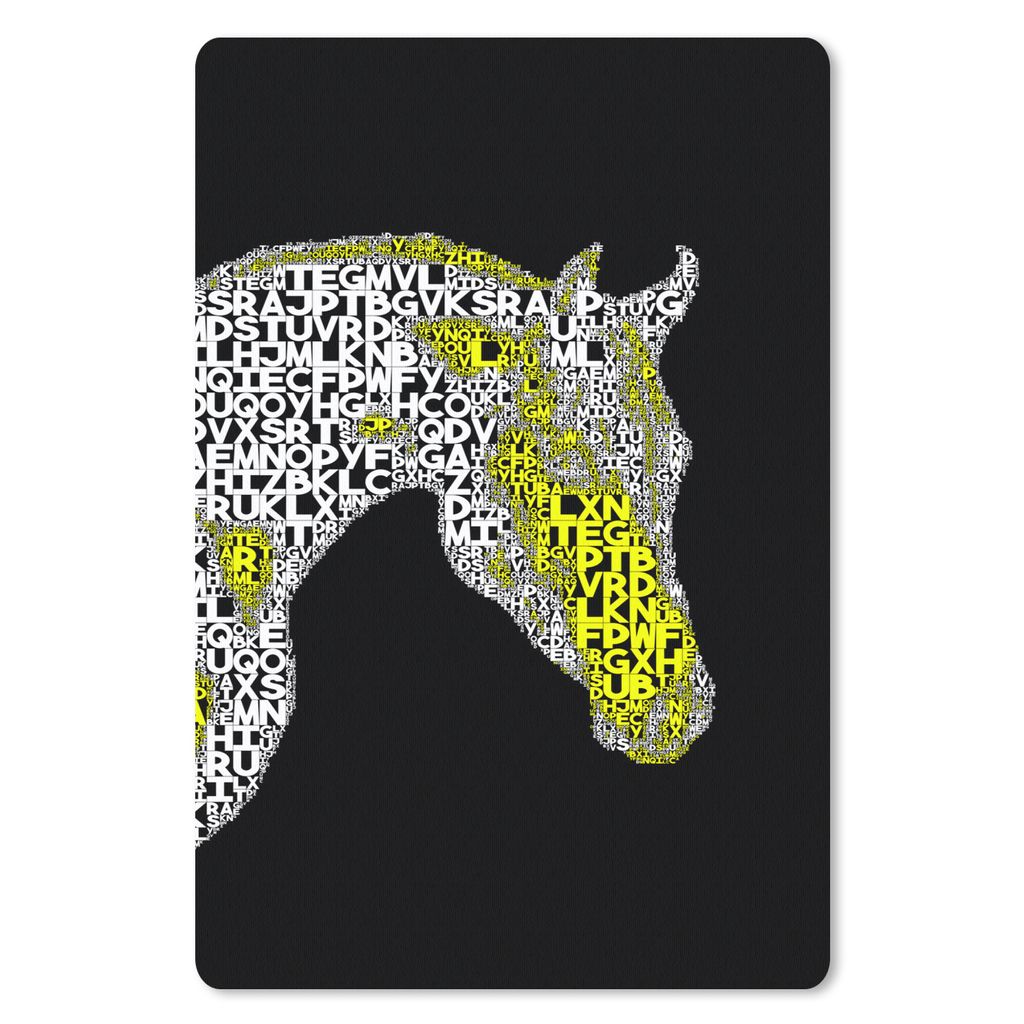 MuchoWow Mauspad Mousepad Pferd - Buchstaben - Gelb - Mädchen - Kinder - Mädchen 40x60 cm - Mousepads - Maus Mat - Pad - Mausunterlage - Schrei...