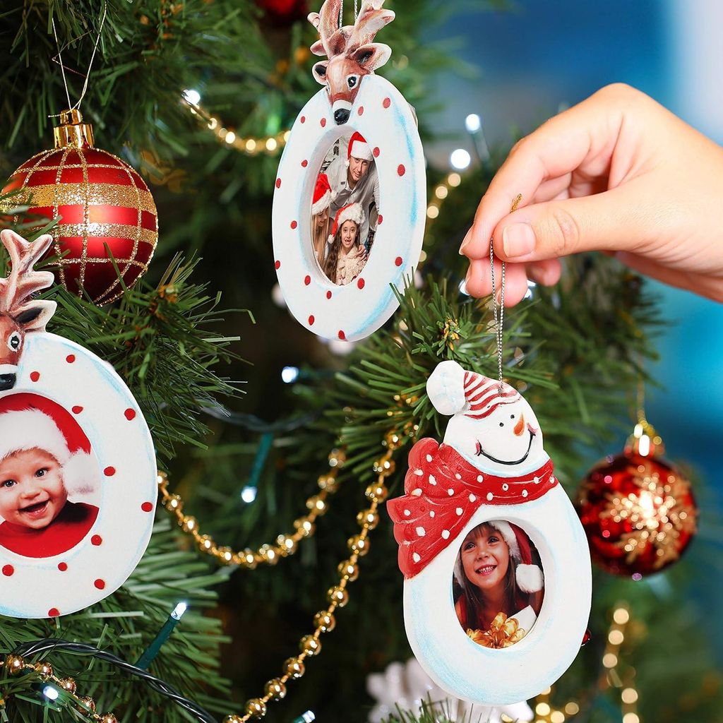 Kerstfotolijst Ornamenten - fotolijsten für Weihnachten - 6 Stück - Gips - 6,6 x 5,6 cm