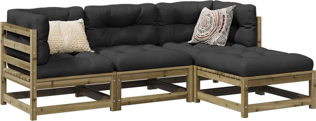 Maison Exclusive - 4-tlg. Garten-Sofagarnitur Kiefernholz Imprägniert